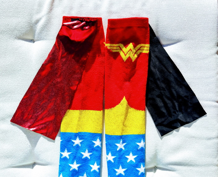 Wonder Woman socks with capes